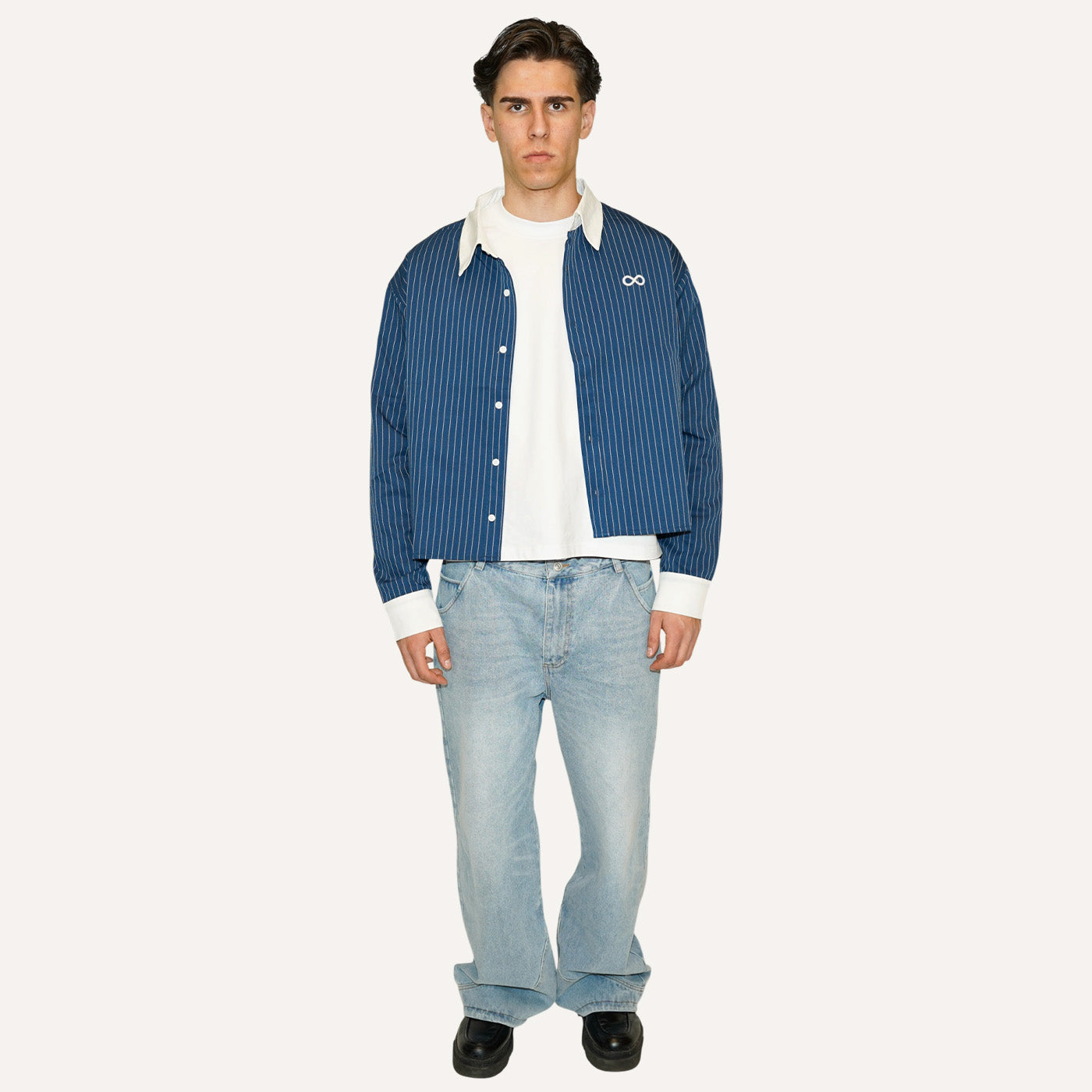 MARINE BLUE BUTTON UP