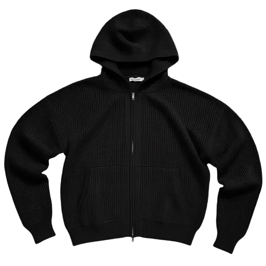 BLACK KNIT DOUBLE - ZIP